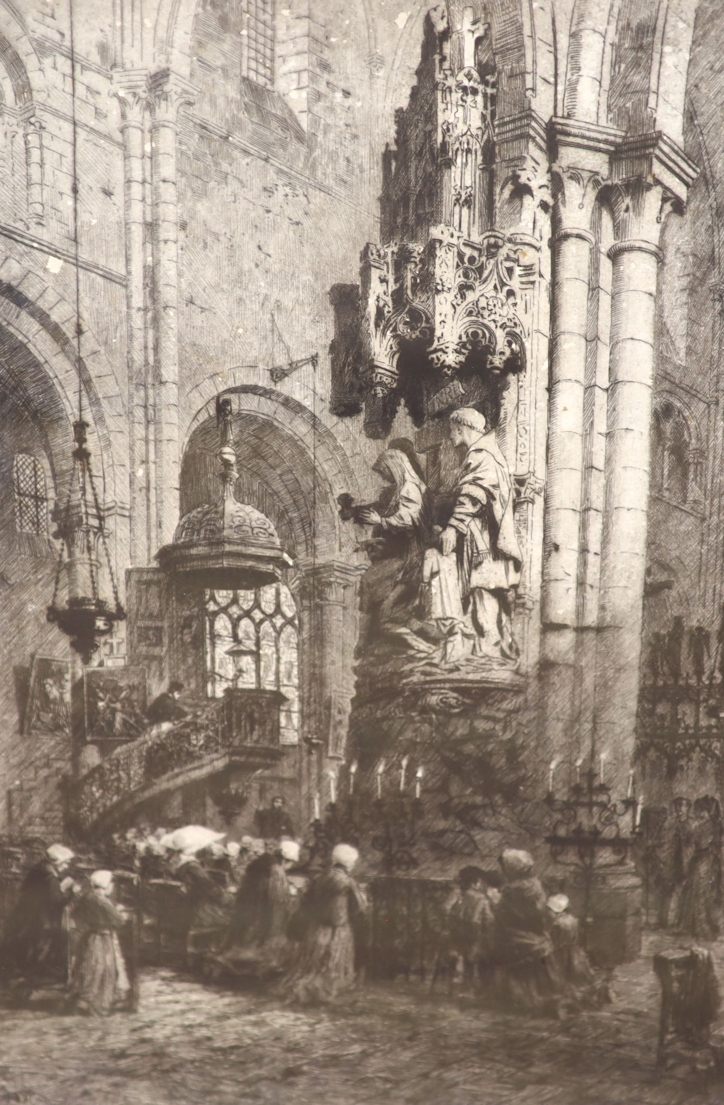 Axel Herman Haig (1835-1921), etching, 'At Vespers', signed and titled in pencil, 44 x 29cm